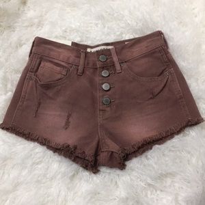 Pacsun 🏝️ Bullhead High Waist Distressed Burgundy Burnt Orange Shorts